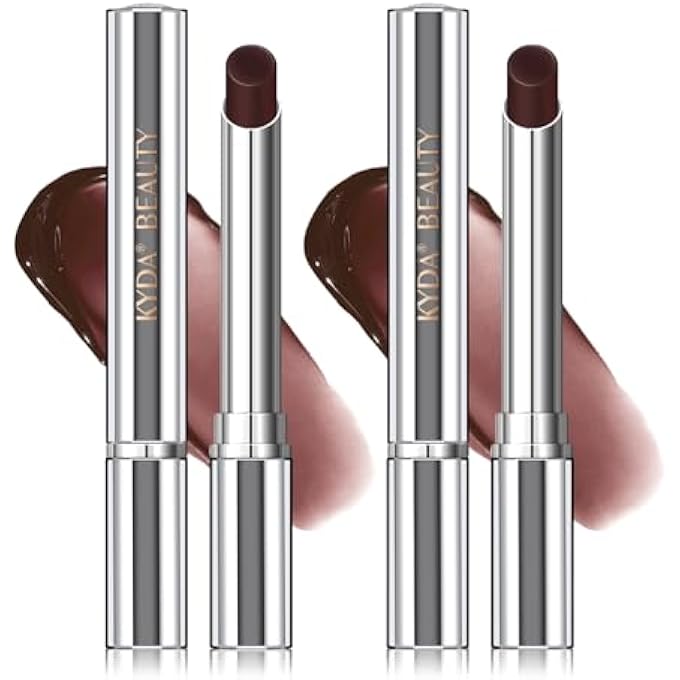 KYDA بلسم شفاه ملون أسود من قطعتين، بلسم شفاه مرطب مع تركيبة شفافة، لمسة لامعة طبيعية، بلسم شفاه مرطب للشفاه الجافة، حلوى سوداء - Image 1